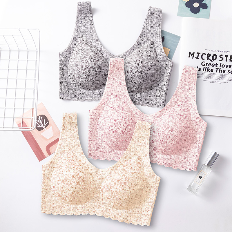 乳胶内衣女聚拢无钢圈防震跑步胸罩夏季薄款无痕背心式美背文胸