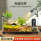 乌龟饲养缸生态造景家用玻璃缸小型别墅水陆两用养乌龟专用缸鱼缸