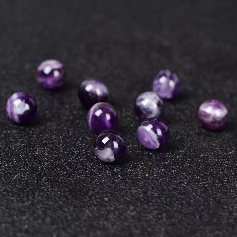 天然梦幻紫晶散珠6-10mm