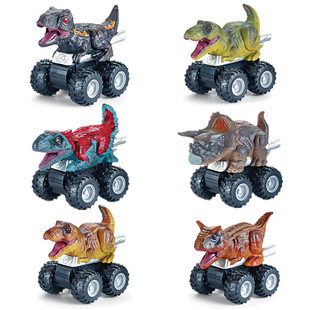 恐龙回力软胶战车小汽霸王车龙迅猛龙耐摔儿童仿真动物模型玩具