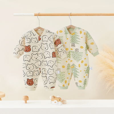 婴儿连体衣春秋季薄夹棉哈衣