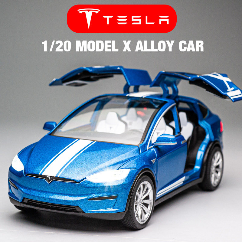 特斯拉model x合金车模 1:20仿真汽车模型摆件礼物儿童金属玩具车
