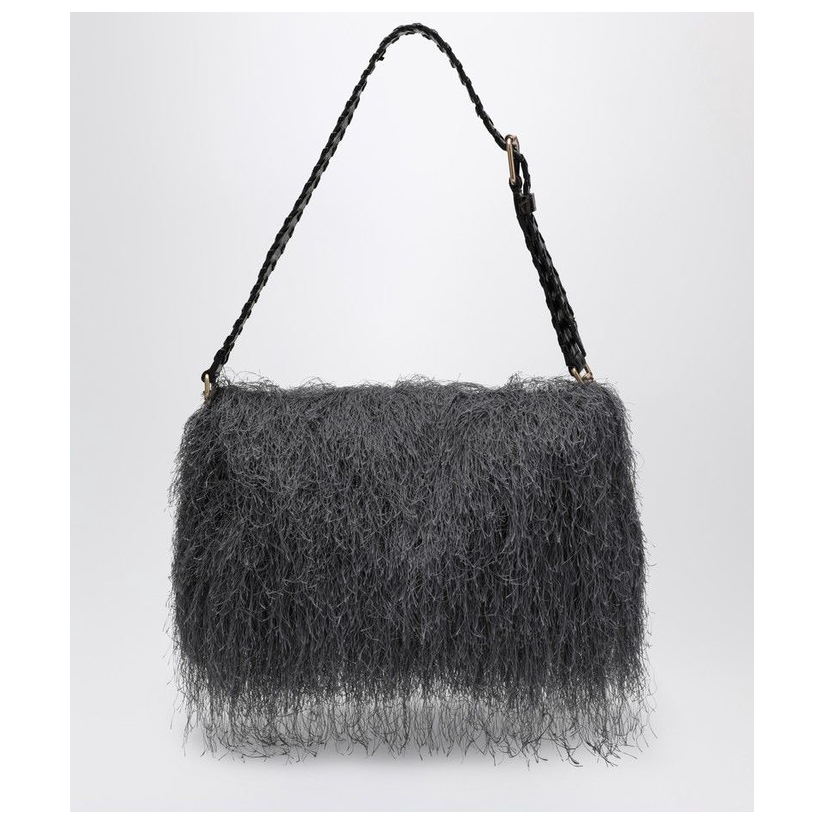DRIES VAN NOTEN 深灰色流苏包包女耐用女夏送女友包包腋下包