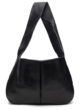 SAGE NATION 黑色 Box Pleat Leather 单肩包男