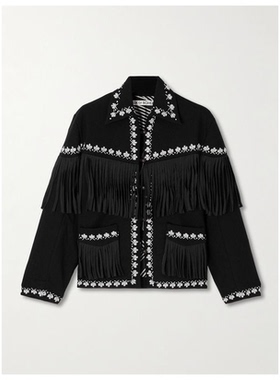 Alix Of Bohemia Jude 流苏刺绣 羊毛法兰绒夹克短外套女经典休