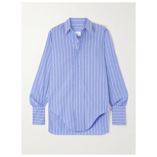 时尚 Maison 女情侣T恤休闲公主罩衫 条纹府绸衬衫 百搭 Margiela