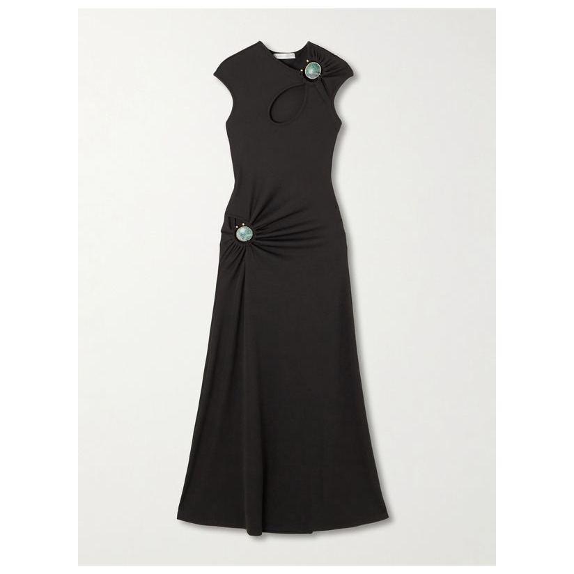 CHRISTOPHER ESBER Hollow 剪口精饰罗纹针织长款连衣裙女裙子