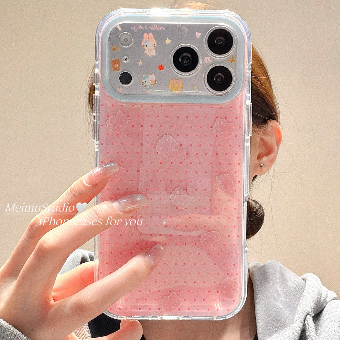 美牧少女粉色波点可爱猫咪适用苹果17pro手机壳iphone16pro新款15卡通17甜美17promax日韩风16双层15pm全包硬,3C数码配件,手机保护套/壳,淘宝优惠券,粉丝福利购,淘宝优惠卷