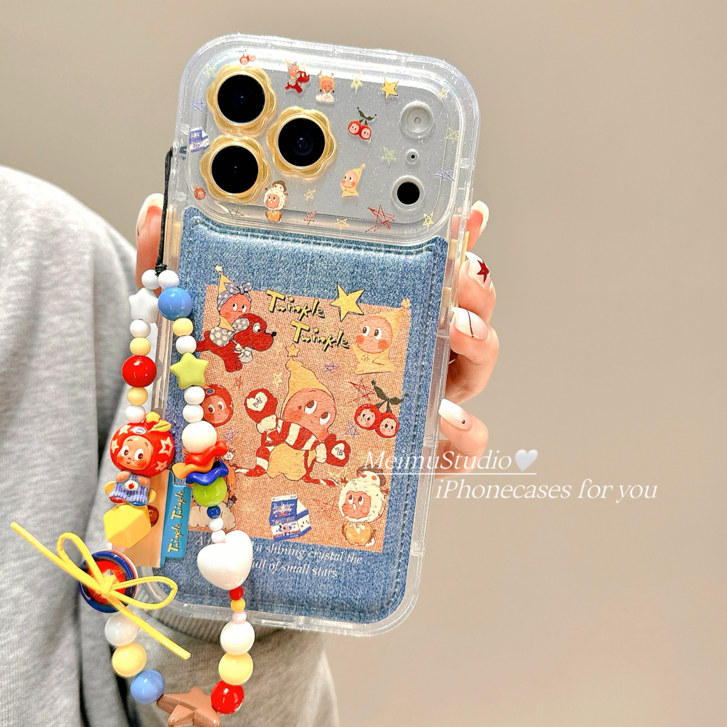 复古牛仔蓝星星人适用苹果手机壳