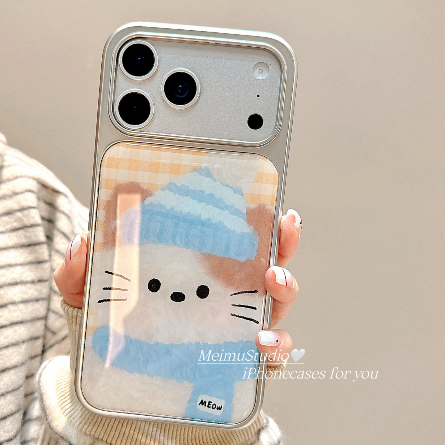 卡通可爱围巾猫咪适用苹果手机壳