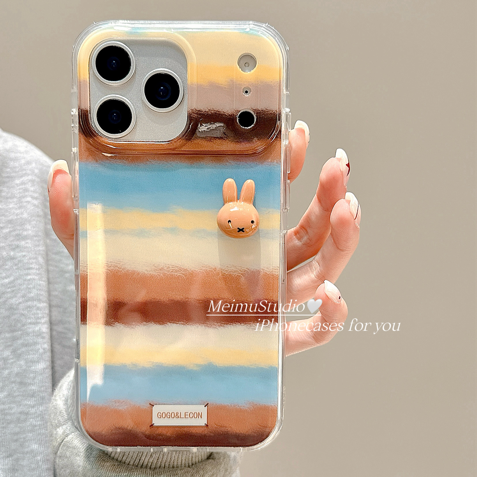 简约条纹米菲兔适用苹果手机壳