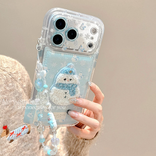 冬日雪花刺绣雪人适用苹果手机壳