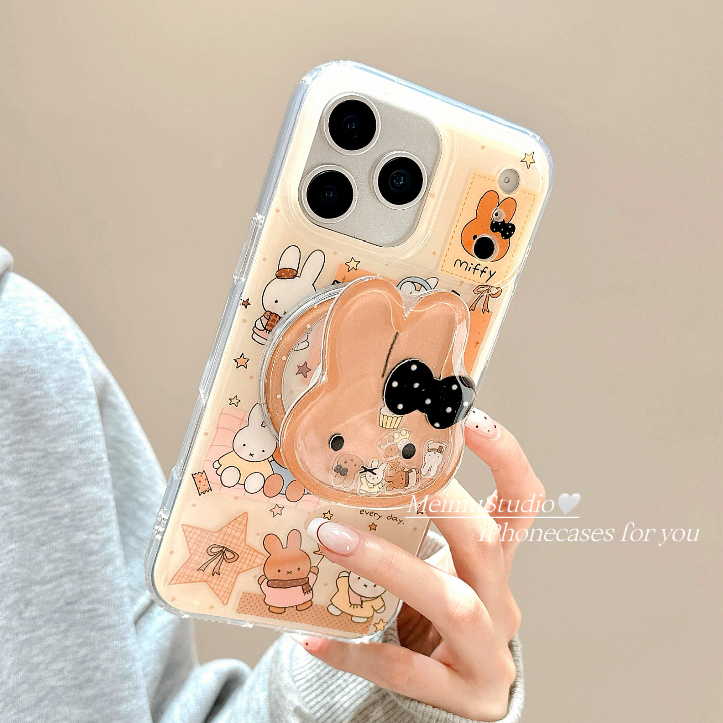 可爱米菲兔支架适用苹果手机壳