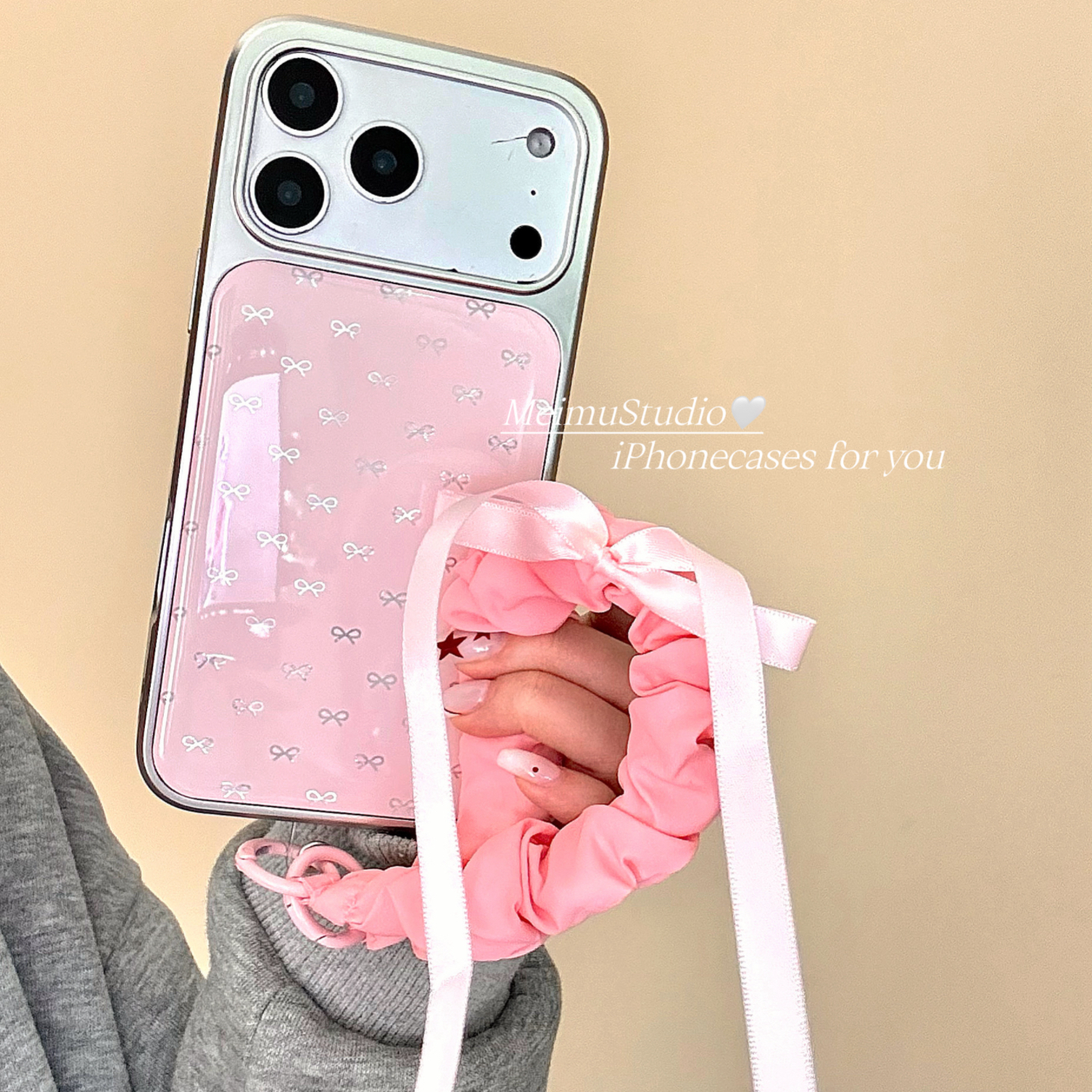 少女心粉色蝴蝶结适用苹果手机壳