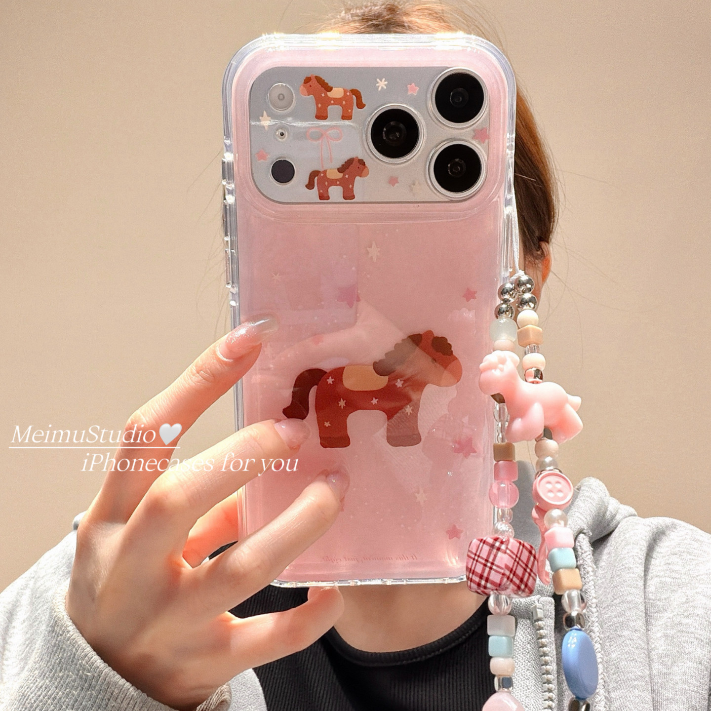 美牧ins甜美少女粉色星星小马适用苹果17pro手机壳iphone16pm新款15带链条17可爱17promax卡通16双层15pm全包,3C数码配件,手机保护套/壳,淘宝优惠券,粉丝福利购,淘宝优惠卷