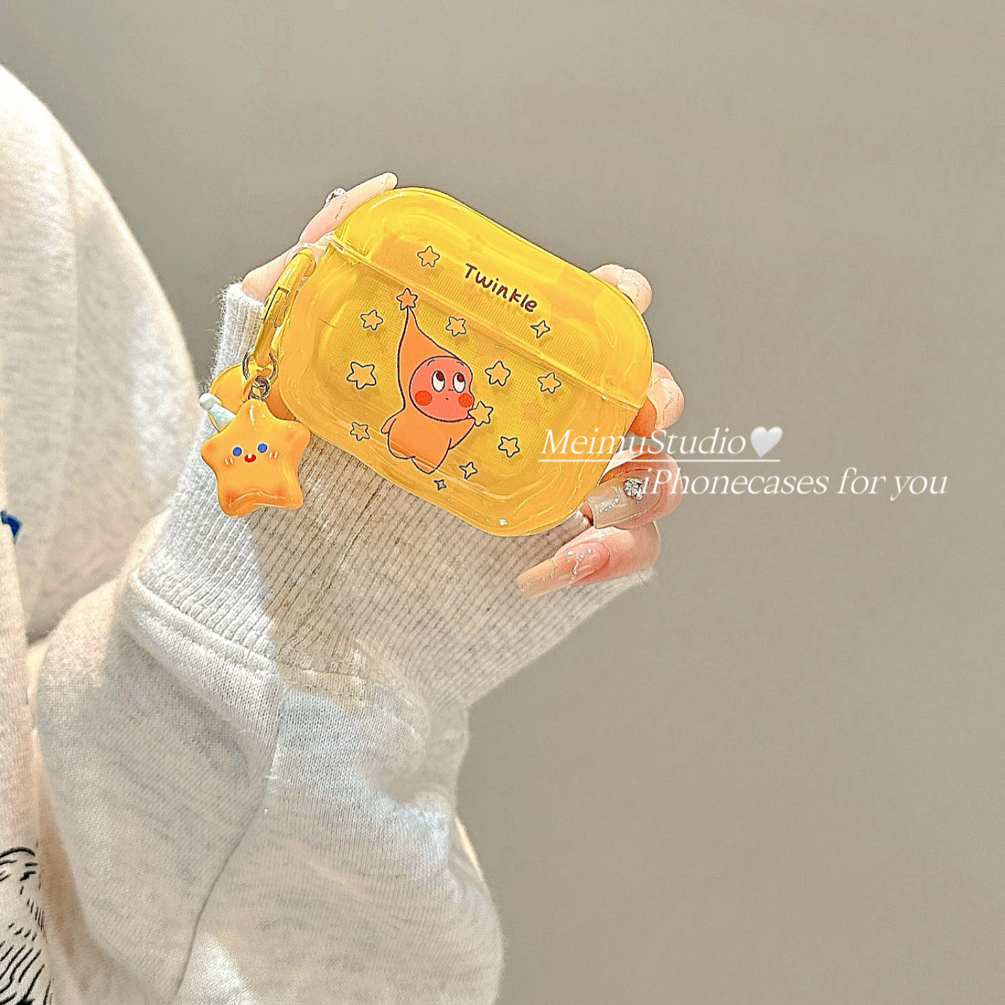 卡通可爱星星人适用苹果耳机壳