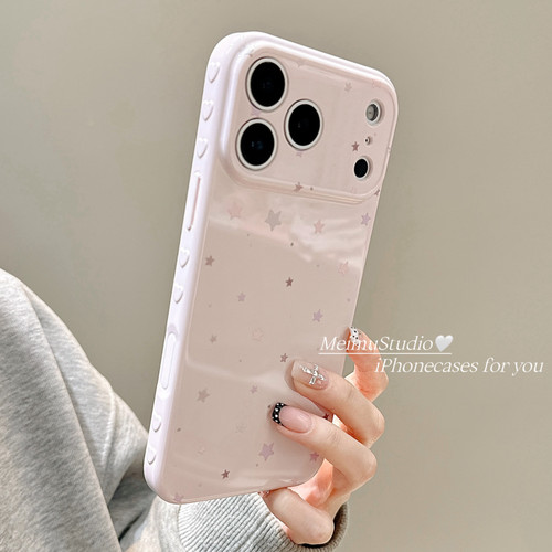 少女粉星星大视窗适用苹果手机壳