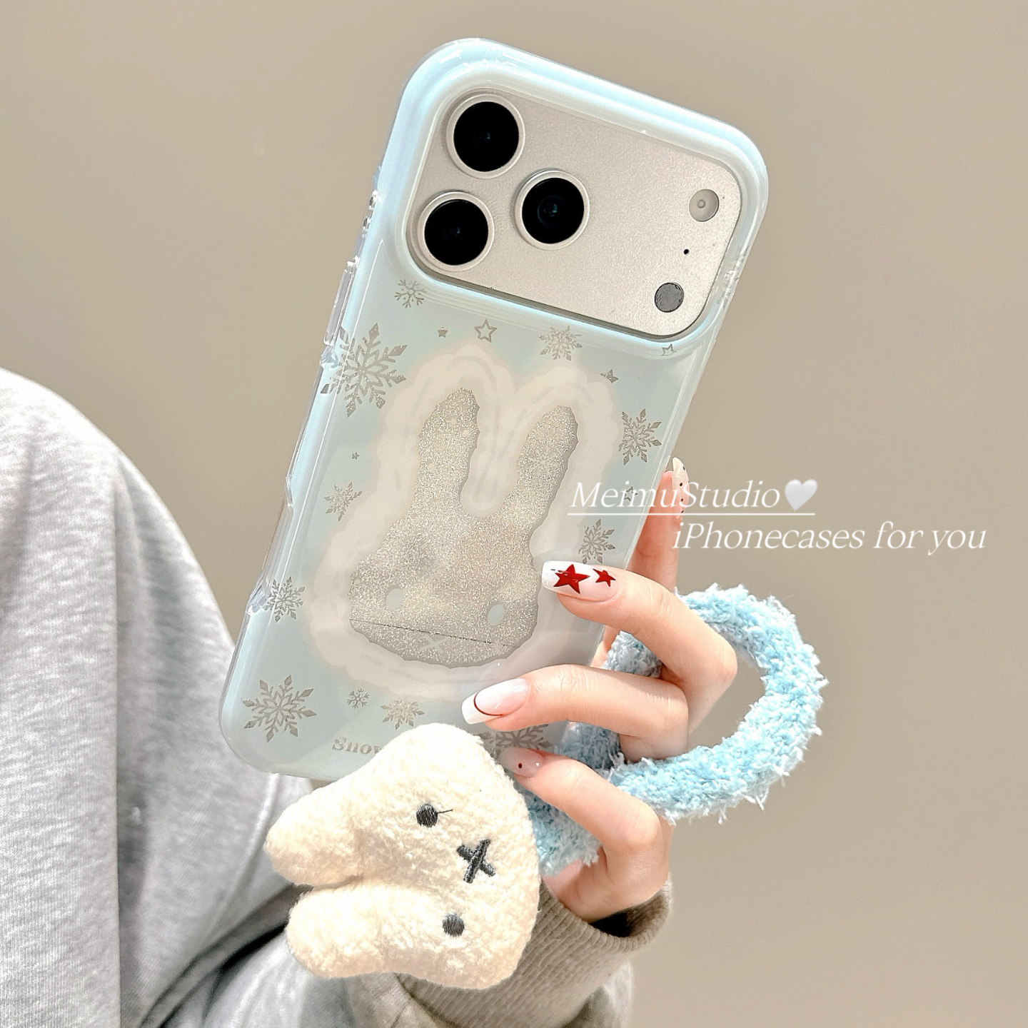 冬日雪花米菲兔适用苹果手机壳
