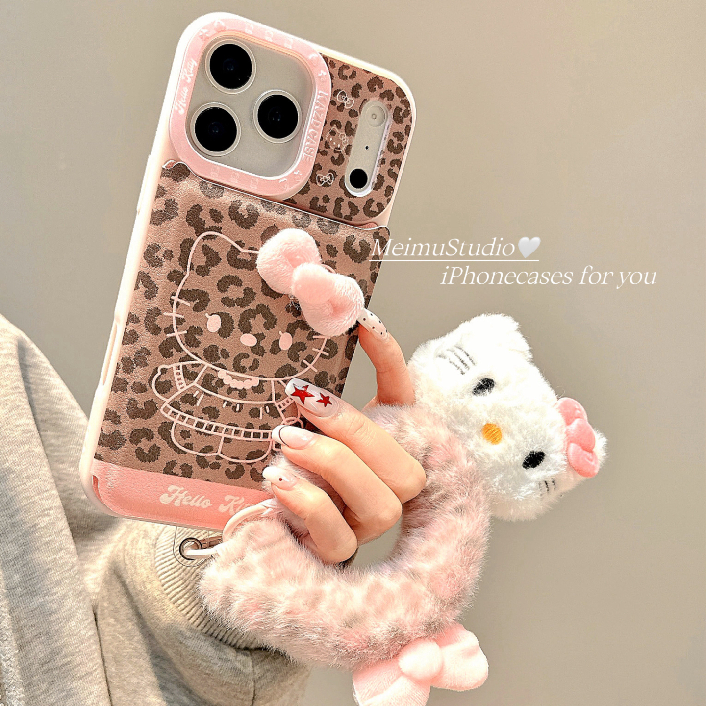 少女甜酷豹纹KT猫适用苹果手机壳