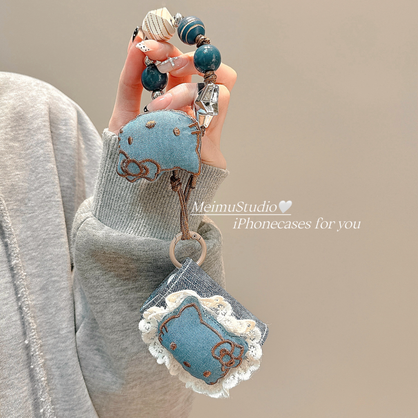 卡通可爱牛仔KT猫适用苹果耳机壳