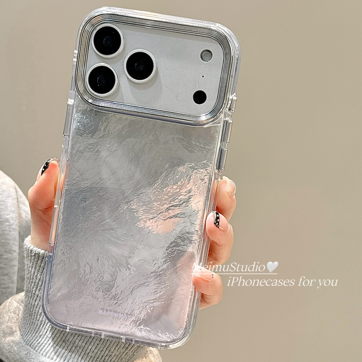 ins简约锡纸纹适用苹果手机壳