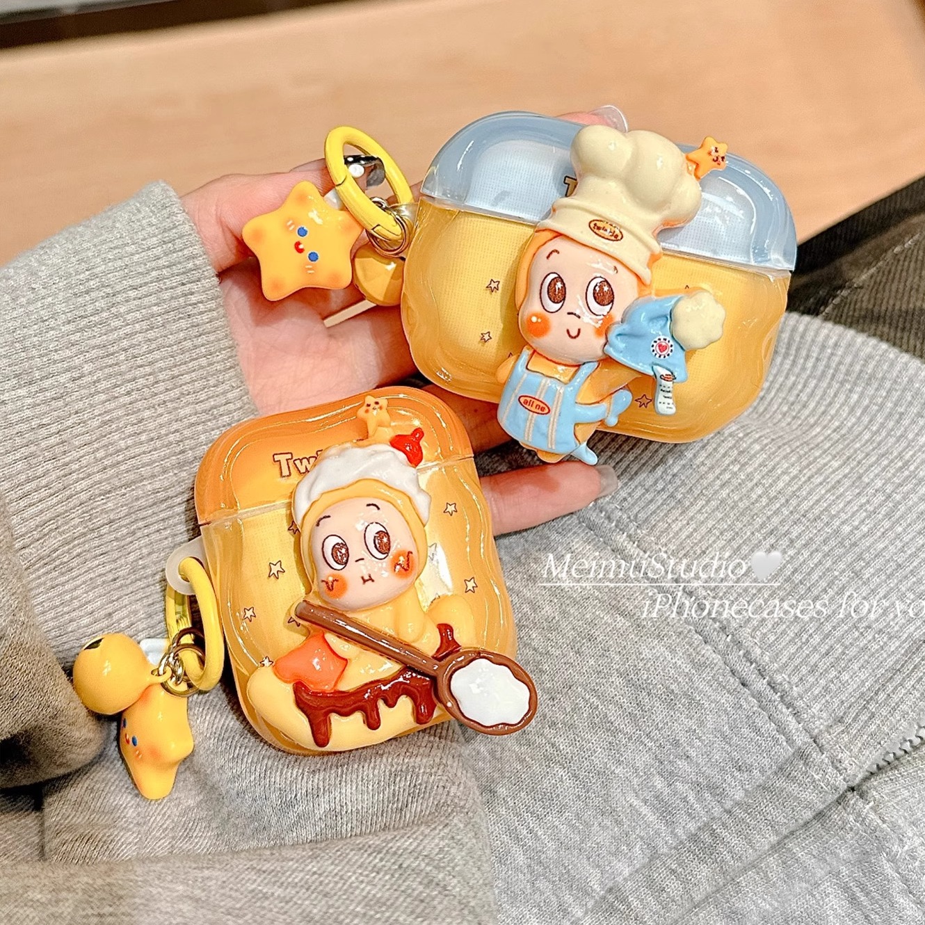 可爱立体星星人适用苹果耳机壳