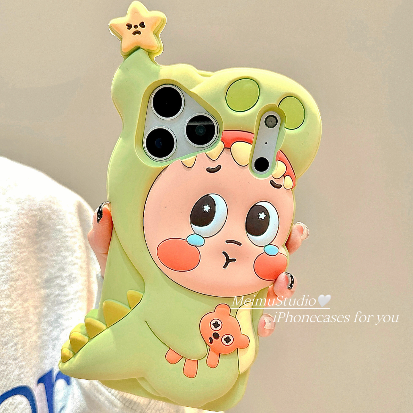 可爱恐龙星星人适用苹果手机壳