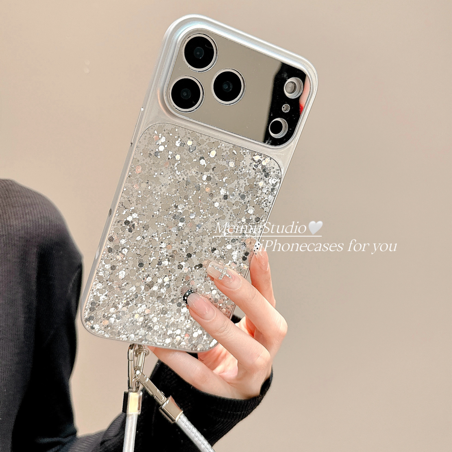 韩风ins亮片挂绳适用苹果手机壳