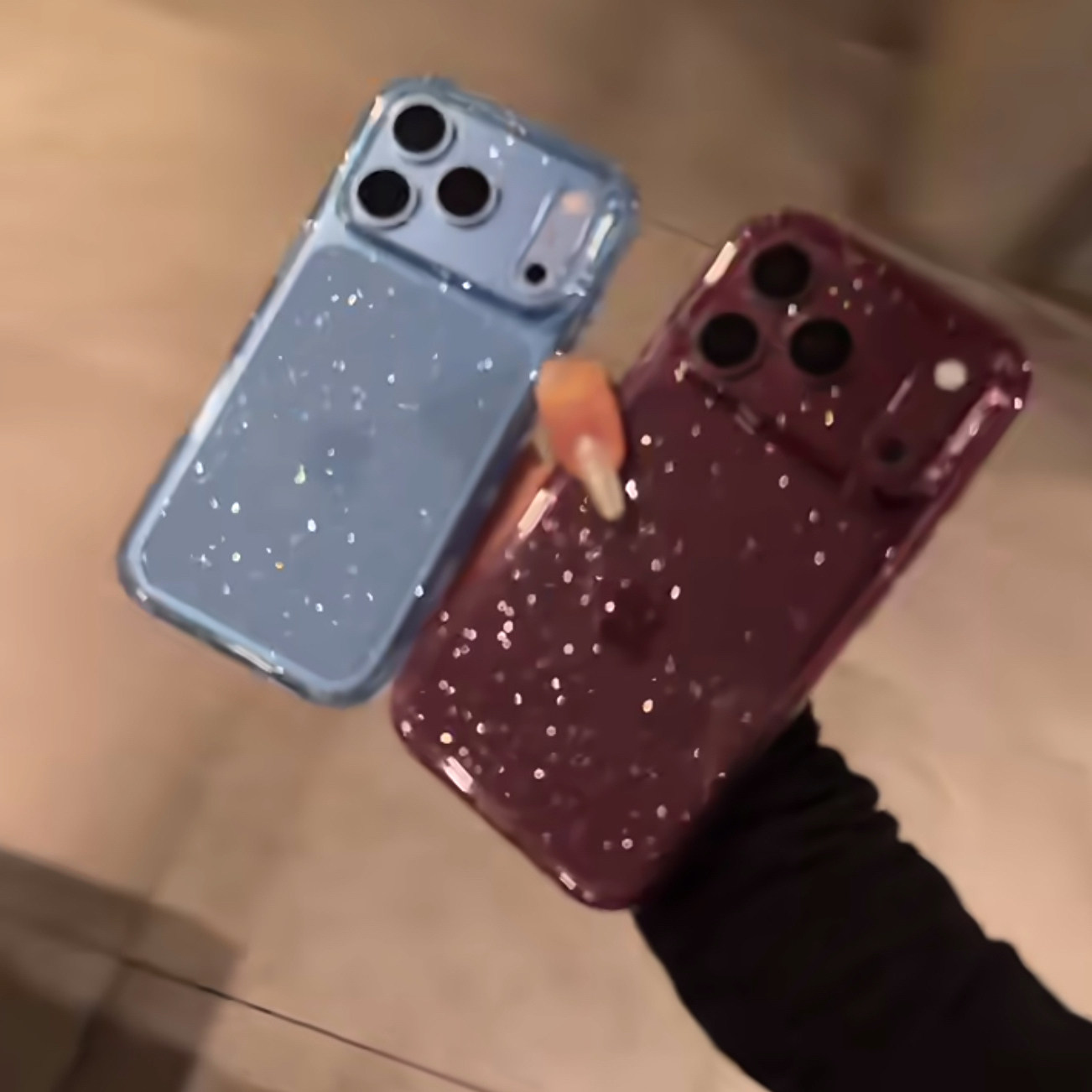 美牧高级感爆闪半透勃艮第酒红适用苹果18promax手机壳iphone17promax新款14女16pro冰川蓝15pro防摔手机套硬