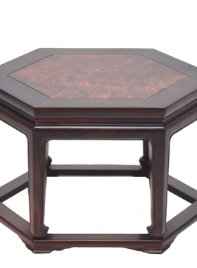 大红酸枝瘿木面六角花几文房雅器古典花几中式六边清贡收藏级孤品