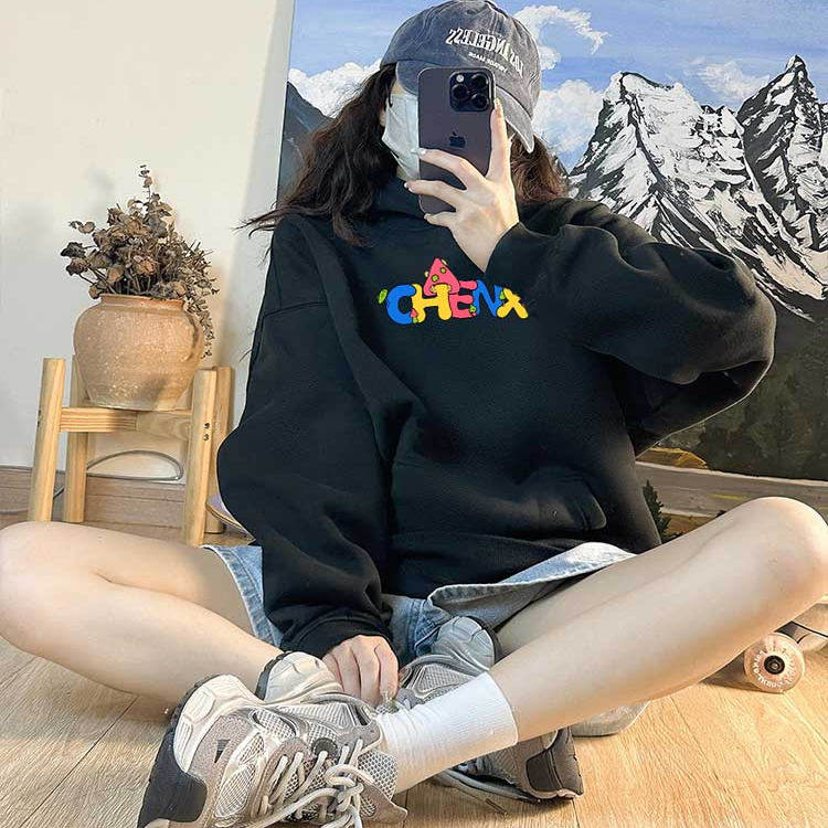 美式重磅潮牌连帽卫衣男女情侣款春秋季宽松运动黑色纯棉休闲外套