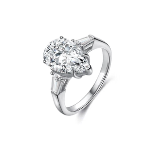 蒂芙星钻18K金铂金PT950培育钻石河南人工人造钻石三生石水滴钻戒