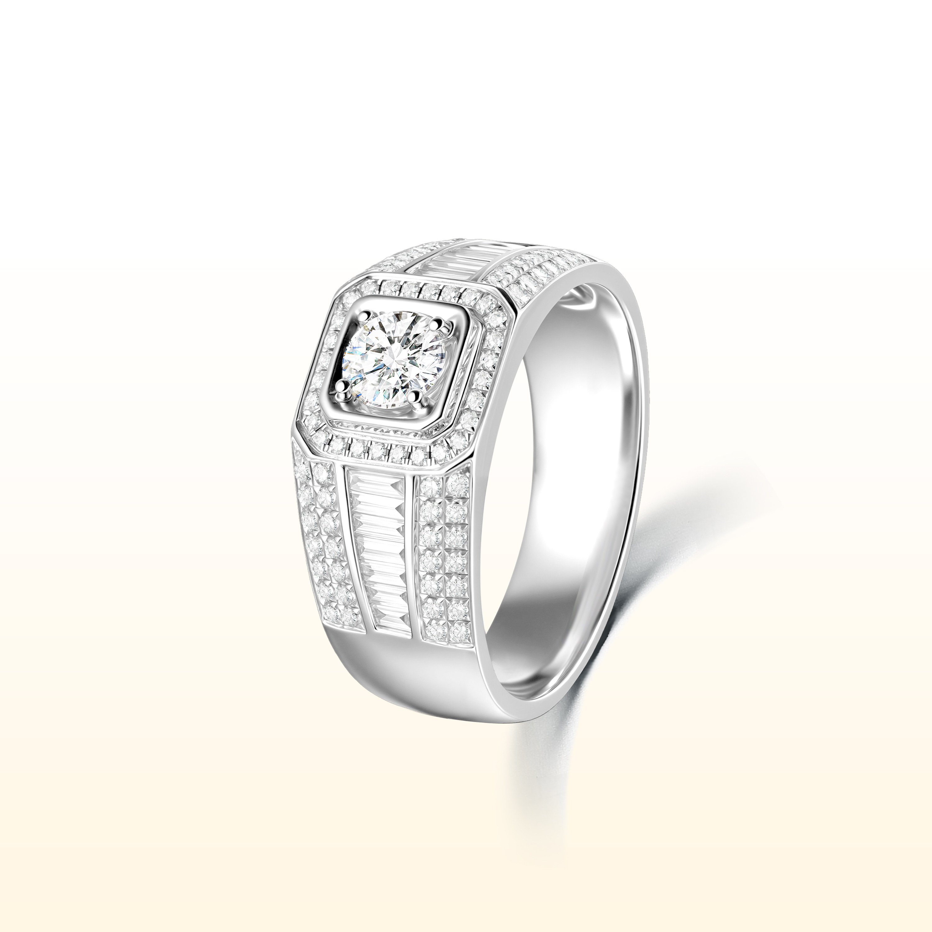 蒂芙星钻铂金PT950培育钻石戒指豪华群镶男戒情侣对戒真金真钻