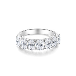 蒂芙星钻铂金PT950培育钻石排戒小众18K金椭圆排戒叠戴七钻鸽子蛋