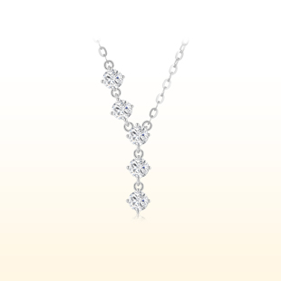 蒂芙星钻铂金PT950培育钻石项链小众18K金流影项链吊坠情人节送礼