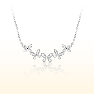 蒂芙星钻铂金PT950培育钻石五只小蝴蝶项链轻奢小众百搭锁骨链