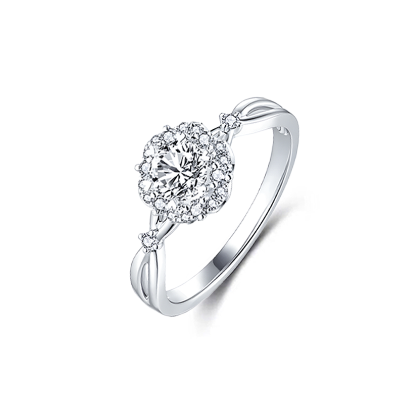 蒂芙星钻18K金培育钻石河南人工人造钻石时尚气质花蔓手捧花钻戒