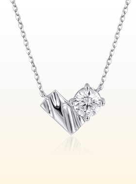 蒂芙星钻铂金PT950培育钻石爱心单钻项链小众高级轻奢百搭锁骨链