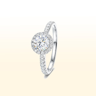 蒂芙星钻 18K金人工培育钻石戒指女设计小众圆围镶钻戒一克拉求婚