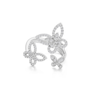 蒂芙星钻铂金PT950培育钻石戒指蝴蝶钻戒轻奢精致送礼情人节首选