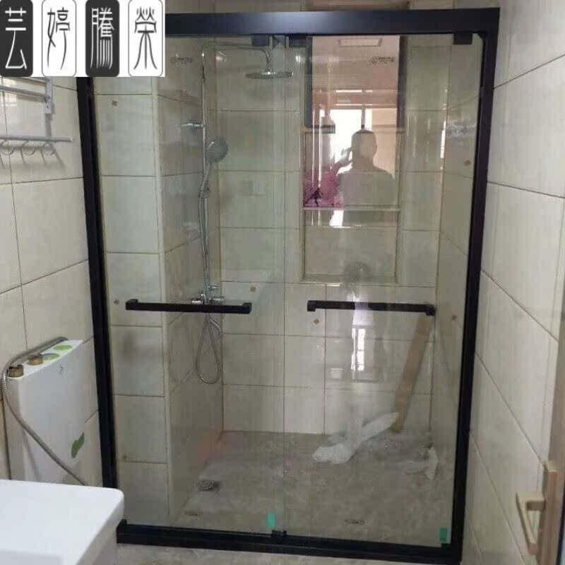 简易浴室淋浴房一字型钢化玻璃门定制卫生间移门整体浴室干湿分离