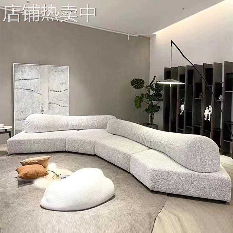 意式轻奢岩石布艺沙发大平层户型创意异形模块大V组合别墅沙发