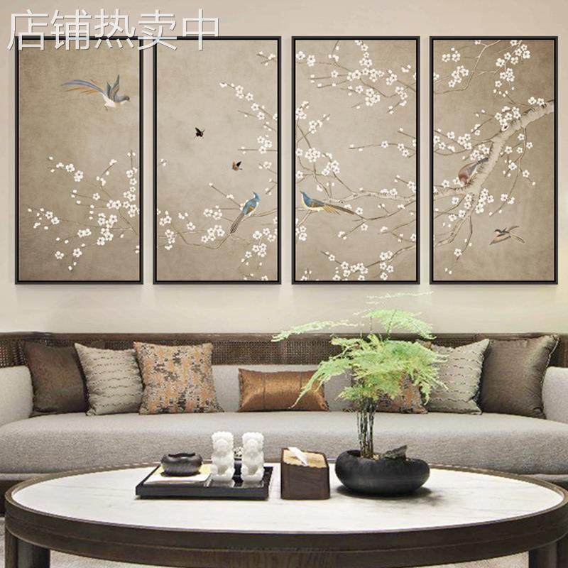 工厂新中式装饰画鸟语花香中式客厅挂画沙发背景墙画花鸟国画,家居饰品,现代装饰画,淘宝优惠券,粉丝福利购,淘宝优惠卷