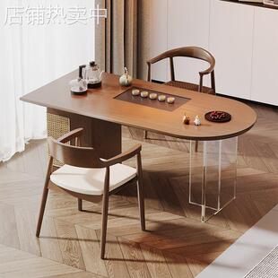 SJN新中式实木阳台精致小茶桌轻奢现代高级感家用办公室茶台新款