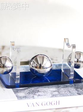 现代轻奢亚克力展示架摆件样板房售楼部几何金属球笔架装饰工艺品