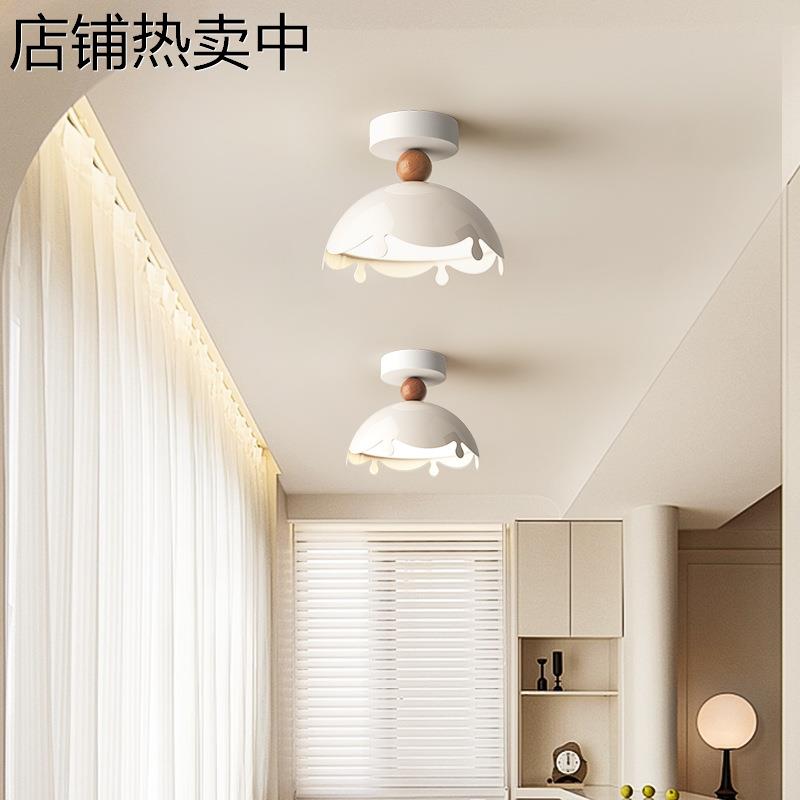 奶油中古风玄关过道吸顶灯轻法式创意蛋壳温馨可爱衣帽走廊阳台灯