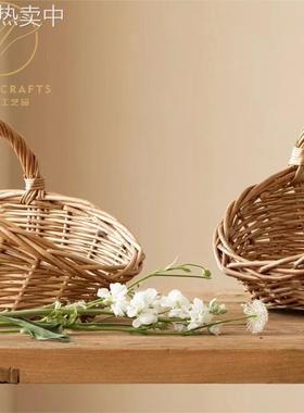 田园藤编收纳筐收纳篮篮小竹篮礼品篮柳编水果篮手提买菜承义 htt