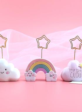少女心照片夹便签夹创意可爱云朵留言夹名片夹树脂家居桌面摆件