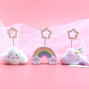 少女心照片夹便签夹创意可爱云朵留言夹名片夹树脂家居桌面摆件