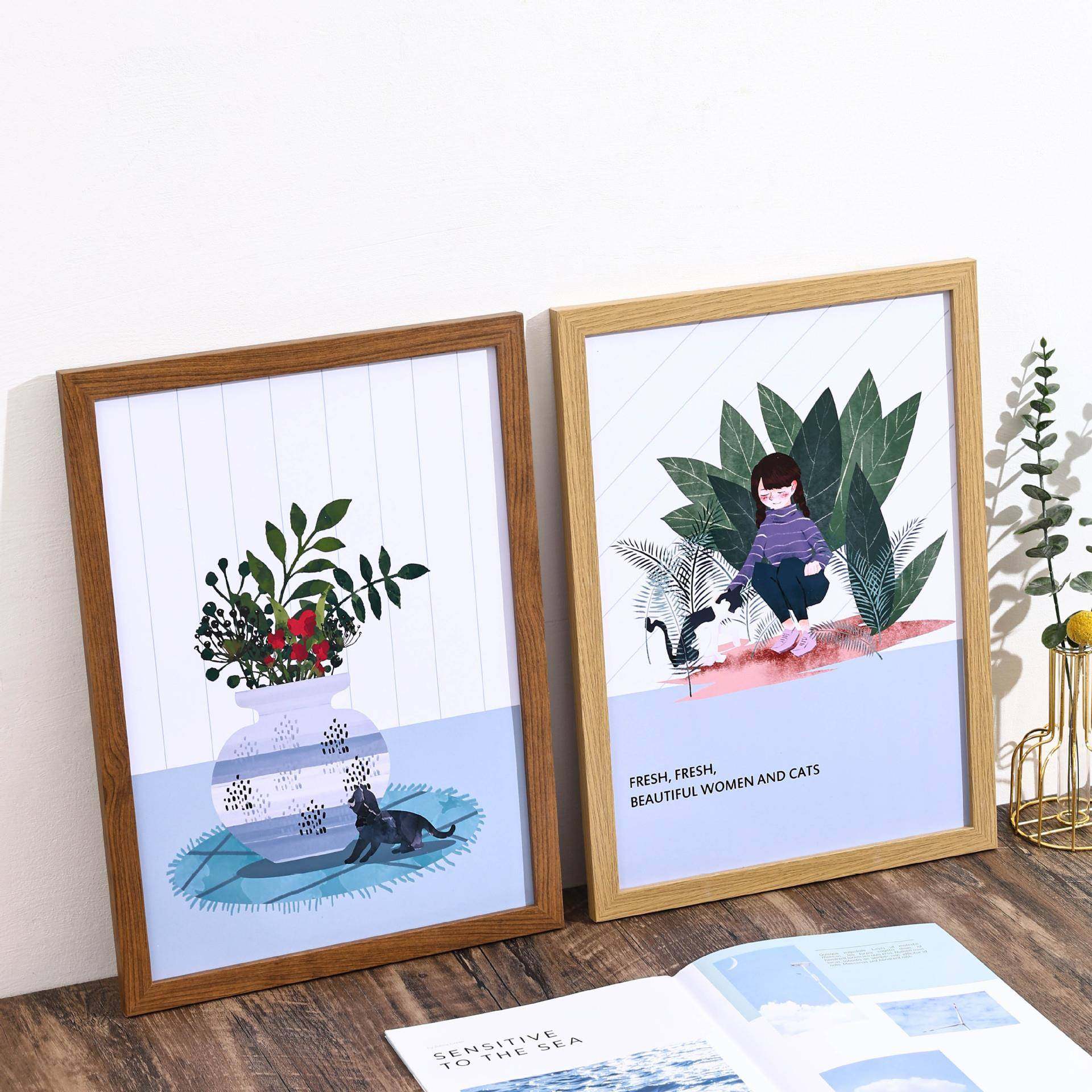 木质相框摆台挂墙aA4纸画框4开自装大尺寸装裱素描油画框架,家居饰品,DIY亲子装饰画,淘宝优惠券,粉丝福利购,淘宝优惠卷